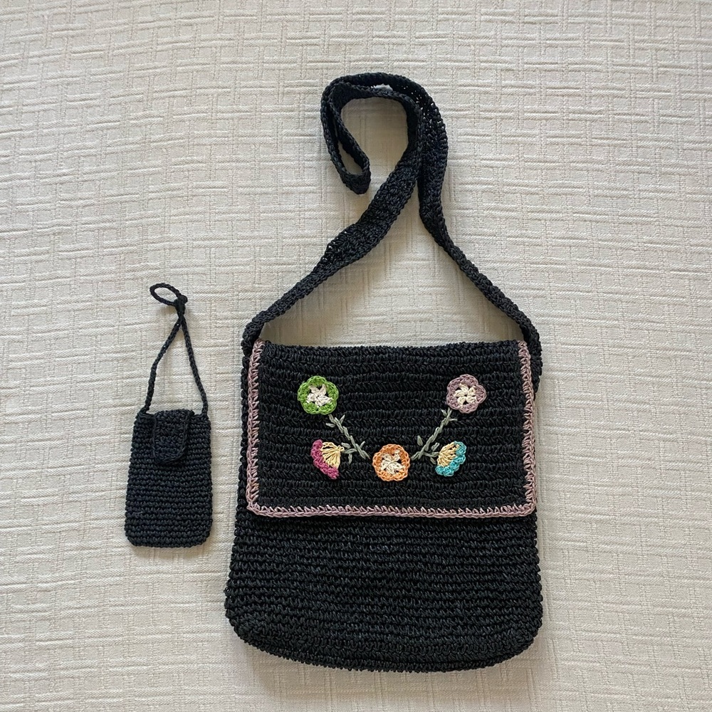 Vintage embroidered paper purse & mini coin purse.